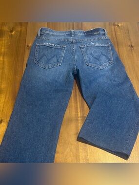 MOTHER SUPERIOR Denim The Kick It Jeans Size 26 Blue Altered Hemmed Mid Rise